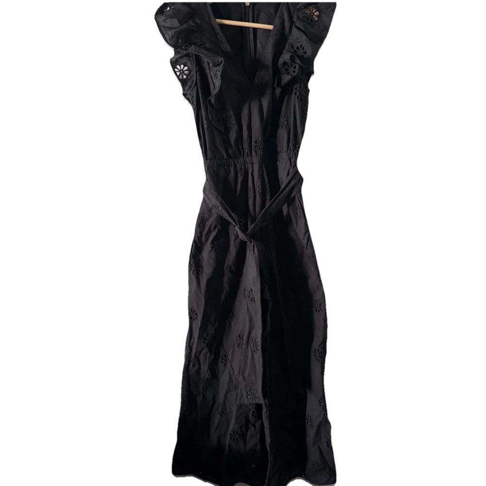 Kate Spade New York Clover Eyelet Jumpsuit‎ Black Sz 00 belt - Picture 3 of 8